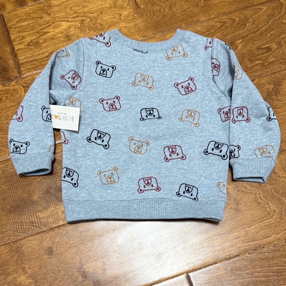 NWT Size 6-9M Garanimals Gray Bear Print Sweatshirt